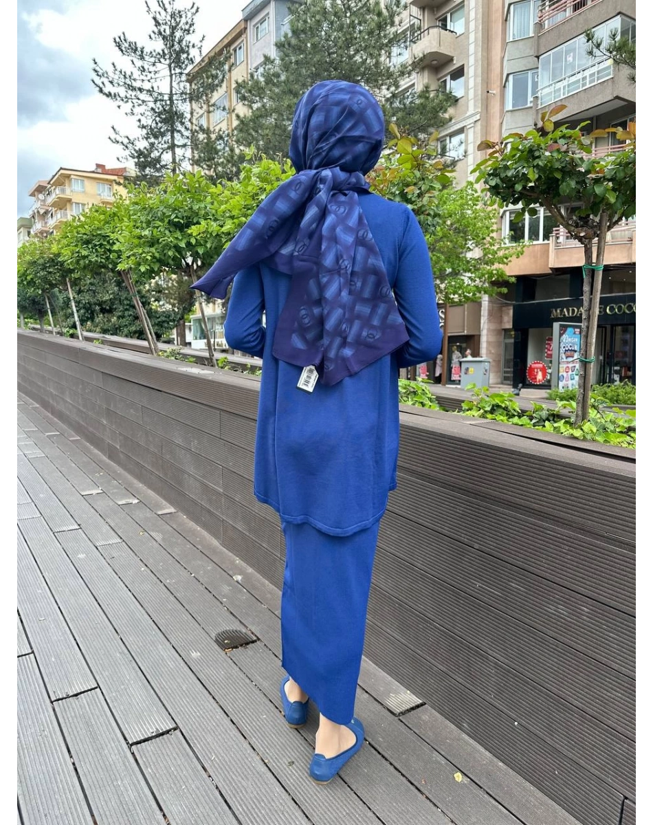 Nuss Triko 24K-029 İndigo Etekli Triko Takım