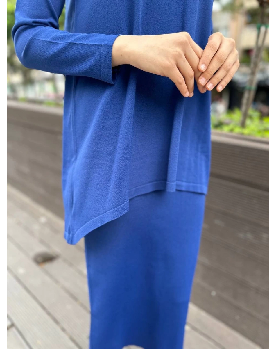 Nuss Triko 24K-029 İndigo Etekli Triko Takım