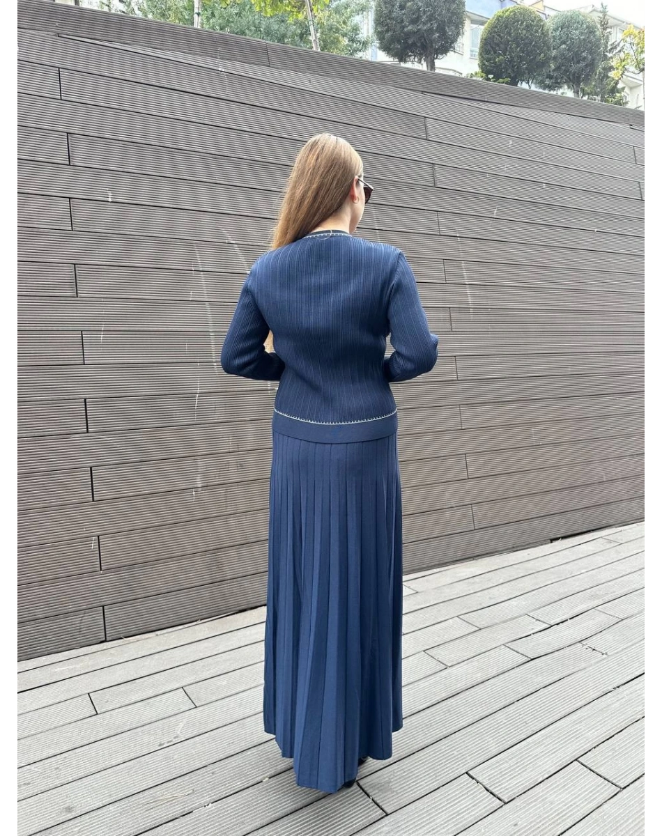 Nuss Triko 25K1315 Lacivert Düğmeli Etekli Takım