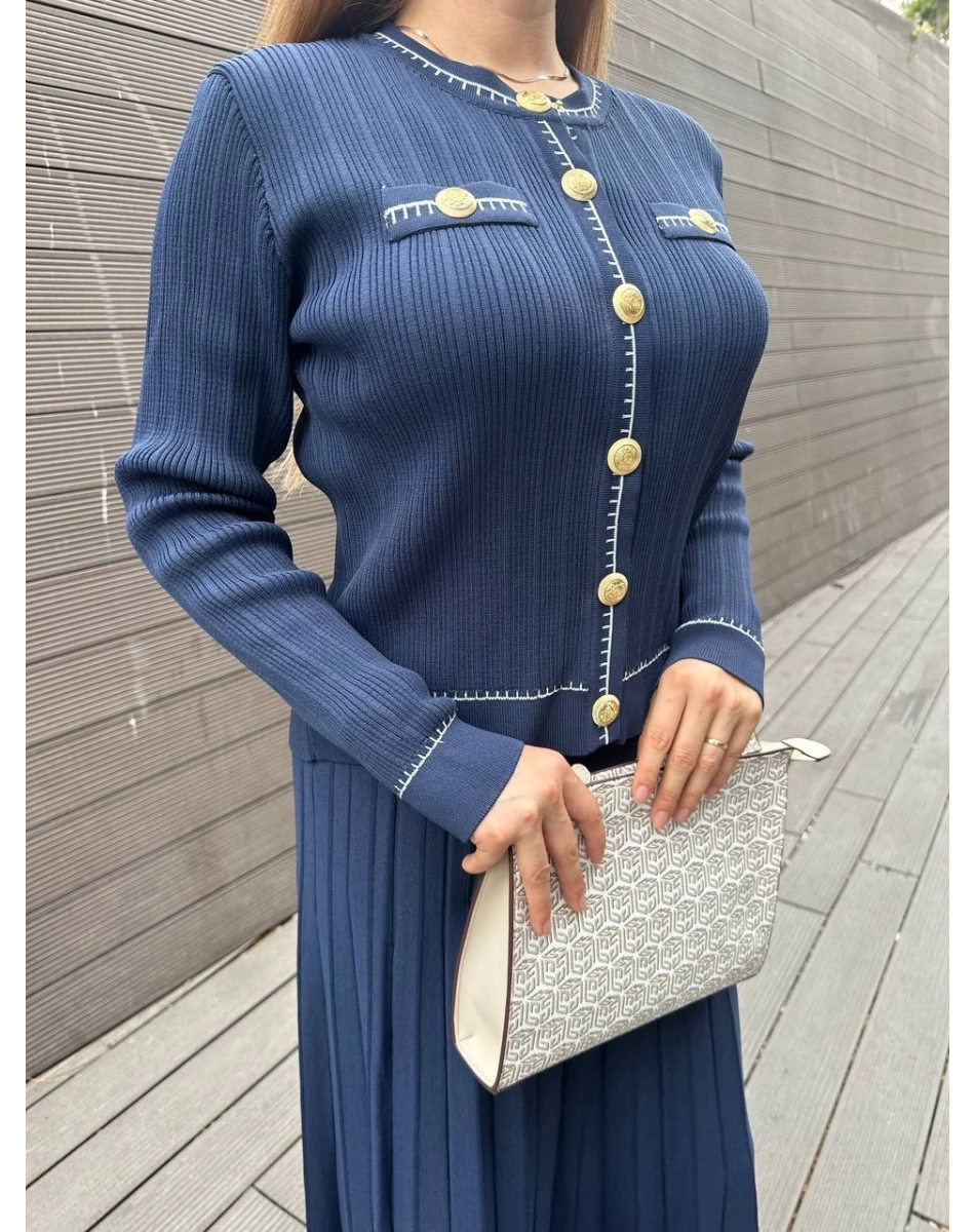 Nuss Triko 25K1315 Lacivert Düğmeli Etekli Takım