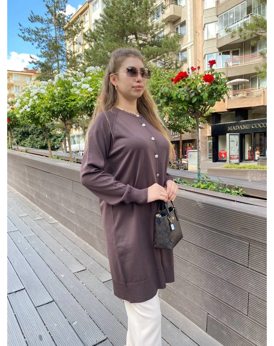 Nuss Triko 25K300 Kahve Kısa Triko Hırka