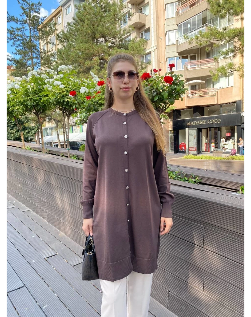 Nuss Triko 25K300 Kahve Kısa Triko Hırka