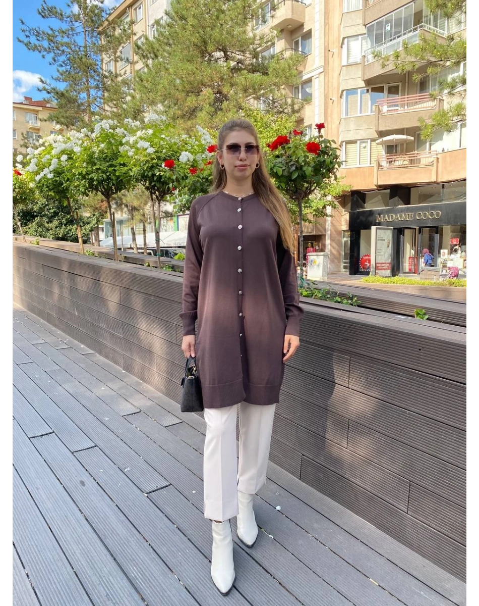 Nuss Triko 25K300 Kahve Kısa Triko Hırka