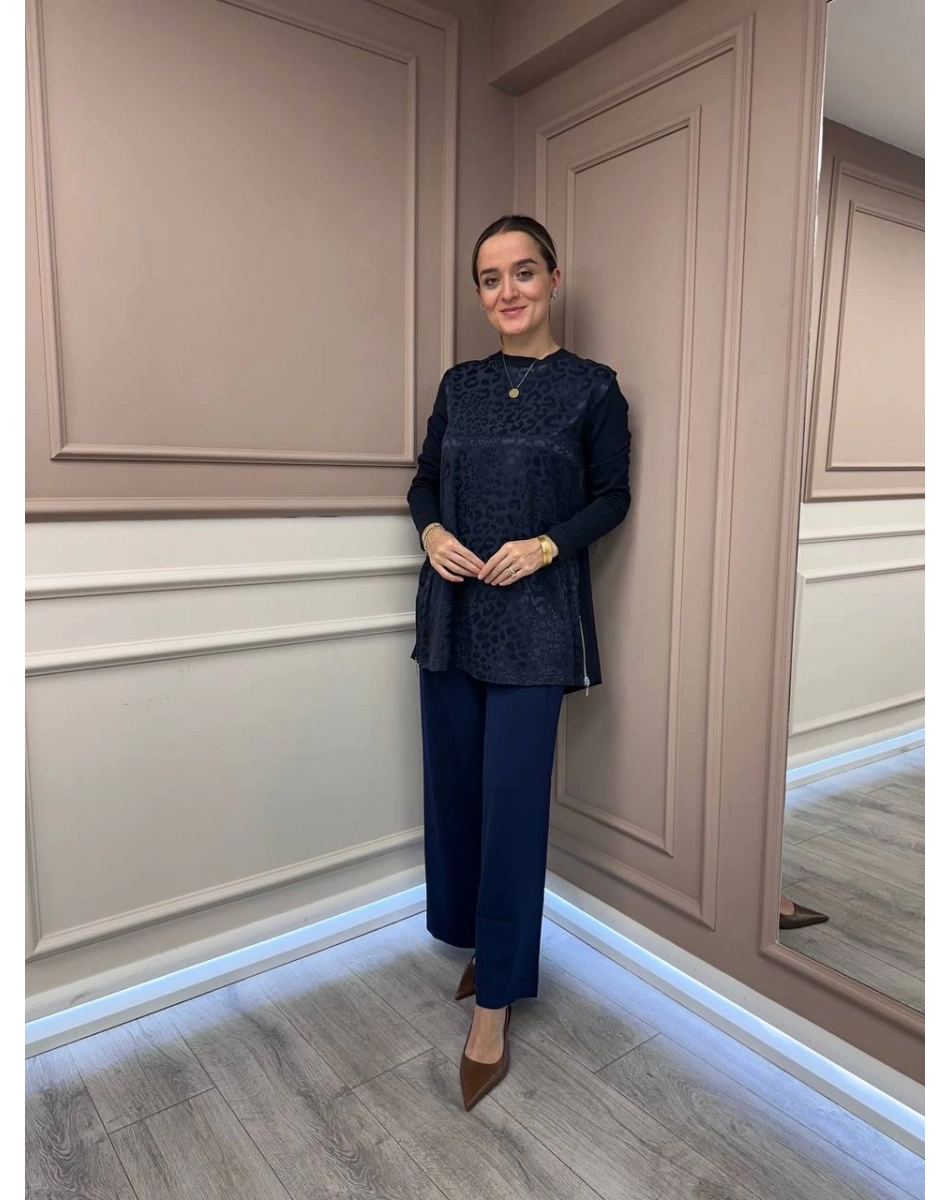 Nuss Triko 25K002 Lacivert Merserize Triko Pantolon