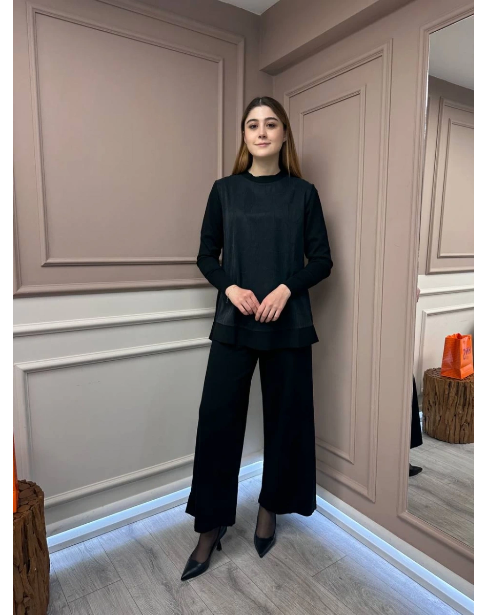 Nuss Triko 25K002 Siyah Merserize Triko Pantolon