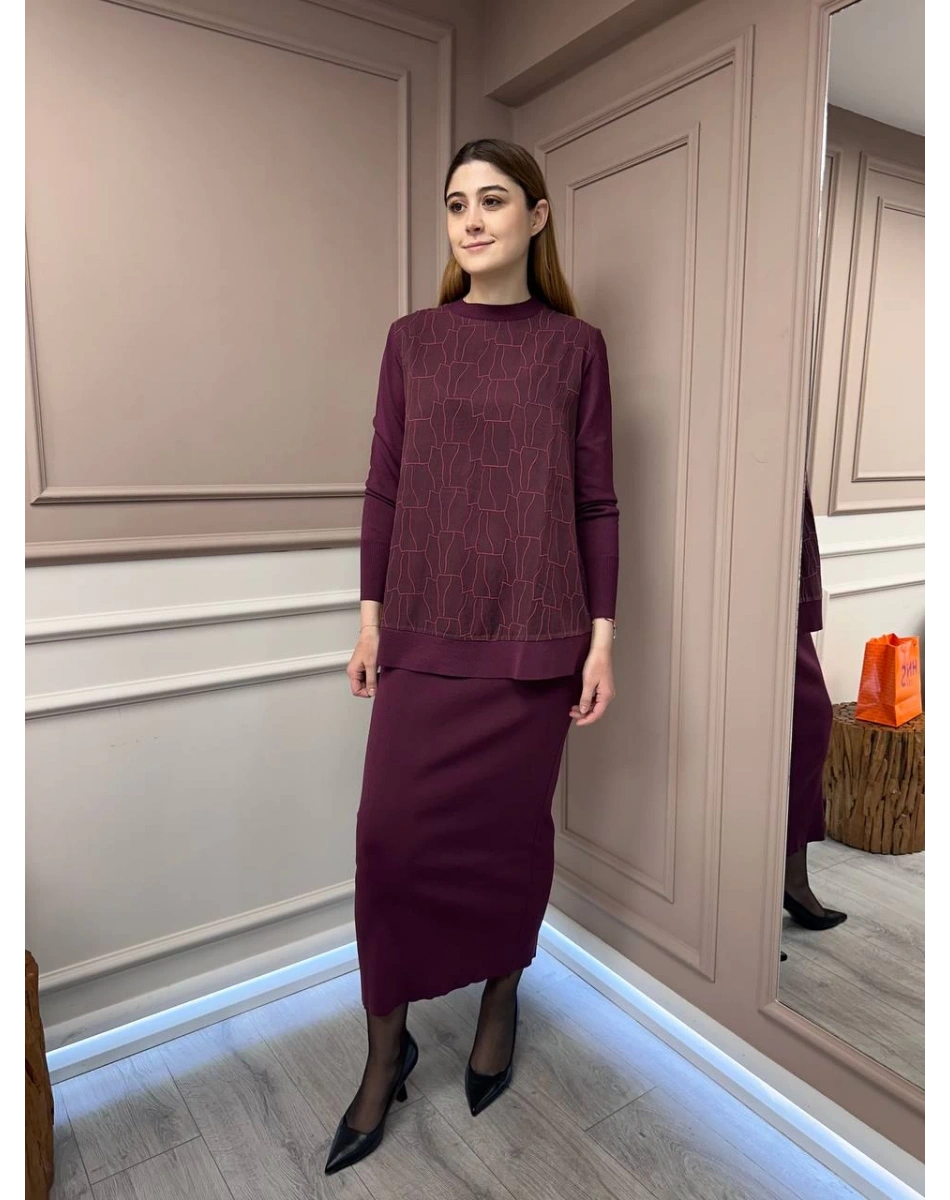 Nuss Triko 25K013 Bordo Merserize Triko Etek