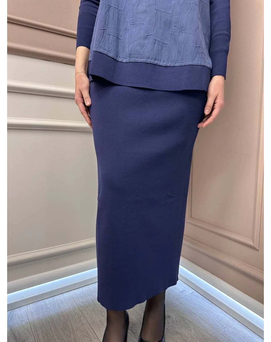 Nuss Triko 25K013 İndigo Merserize Triko Etek