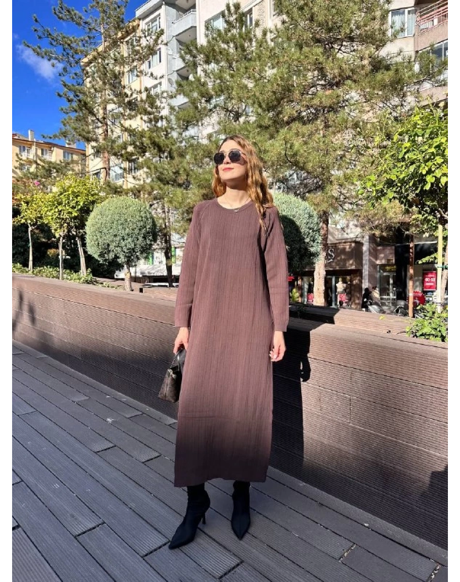 Nuss Triko 25K1414 Kahve Triko Elbise