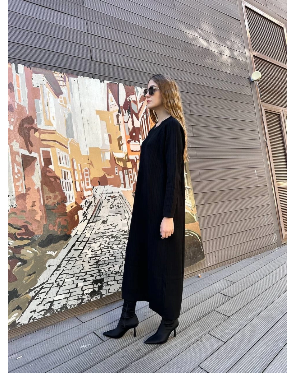 Nuss Triko 25K1414 Siyah Triko Elbise