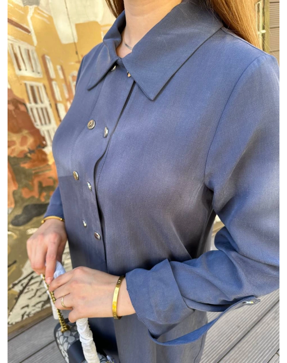 Nuss Triko 25K2006 İndigo Çıtçıt Detaylı Elbise