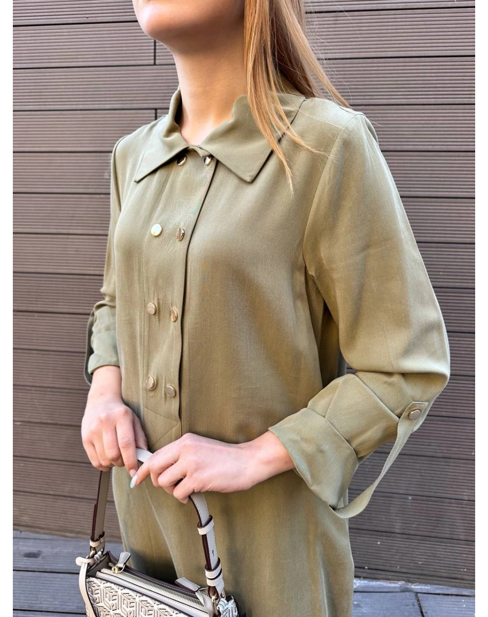 Nuss Triko 25K2006 Kekik Çıtçıt Detaylı Elbise