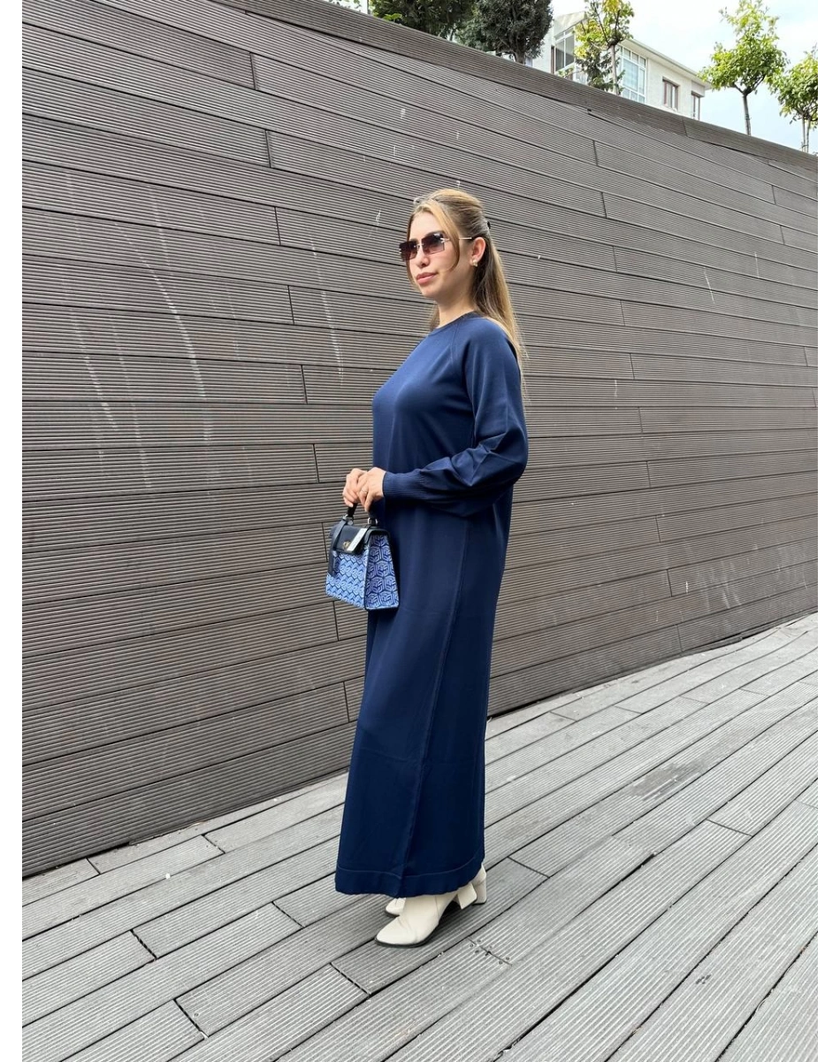 Nuss Triko 25K518 Lacivert Triko Düz Elbise