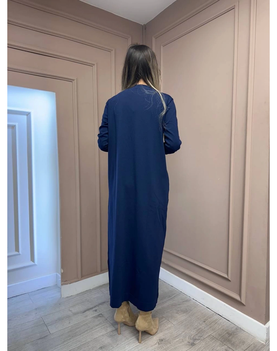 Nuss Triko 25Y1420 Lacivert Fitil Detaylı Triko Elbise