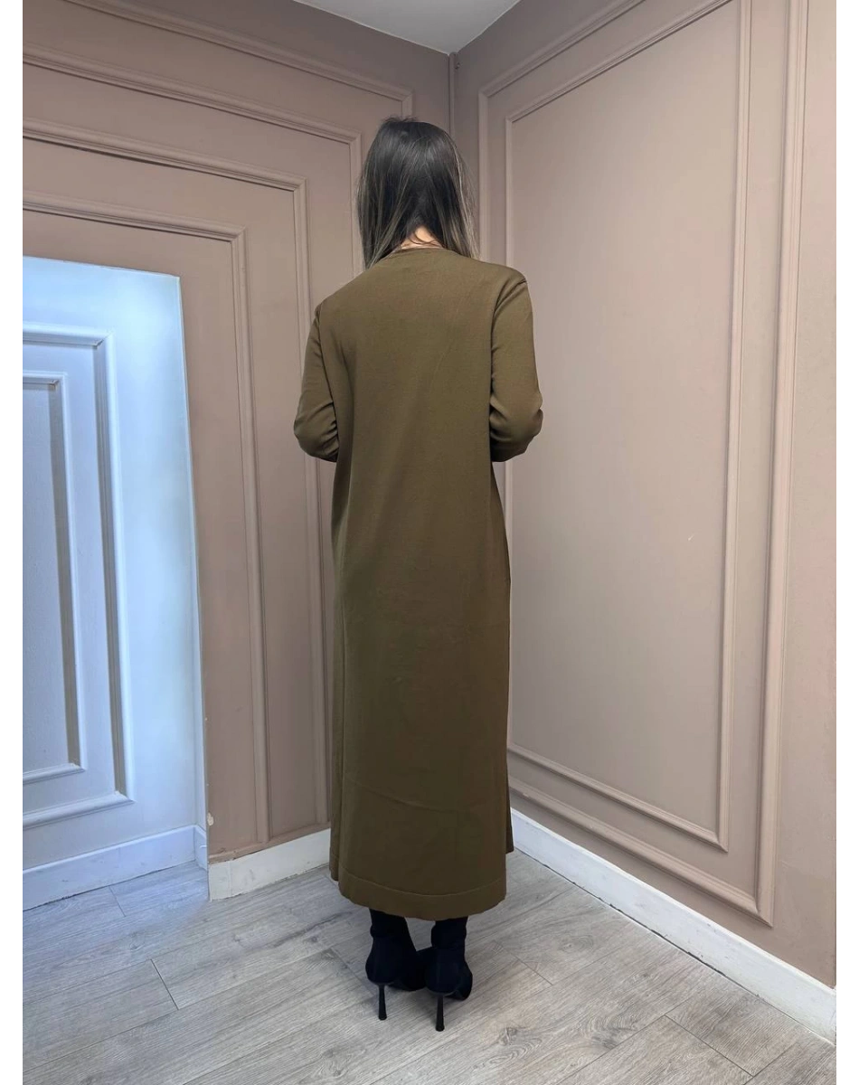 Nuss Triko 25Y1420 Sütlü Kahve Fitil Detaylı Triko Elbise