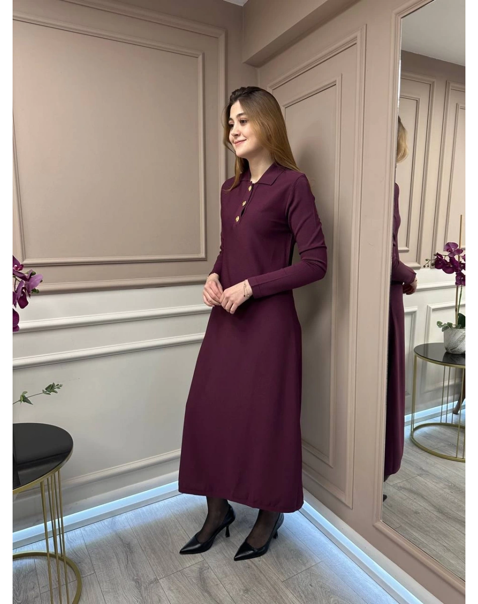 Nuss Triko 25Y1422 Bordo Elbise