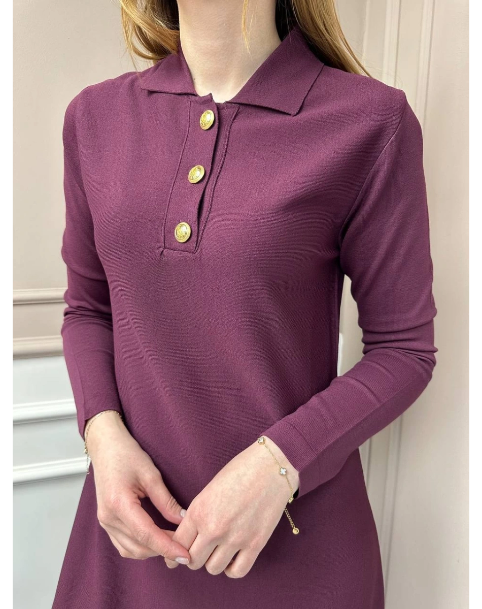 Nuss Triko 25Y1422 Bordo Elbise