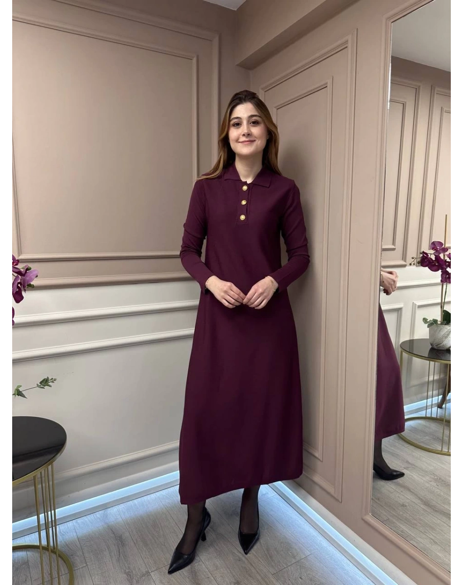 Nuss Triko 25Y1422 Bordo Elbise