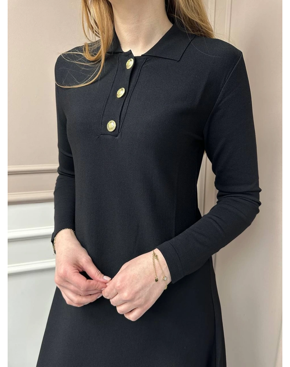 Nuss Triko 25Y1422 Siyah Elbise