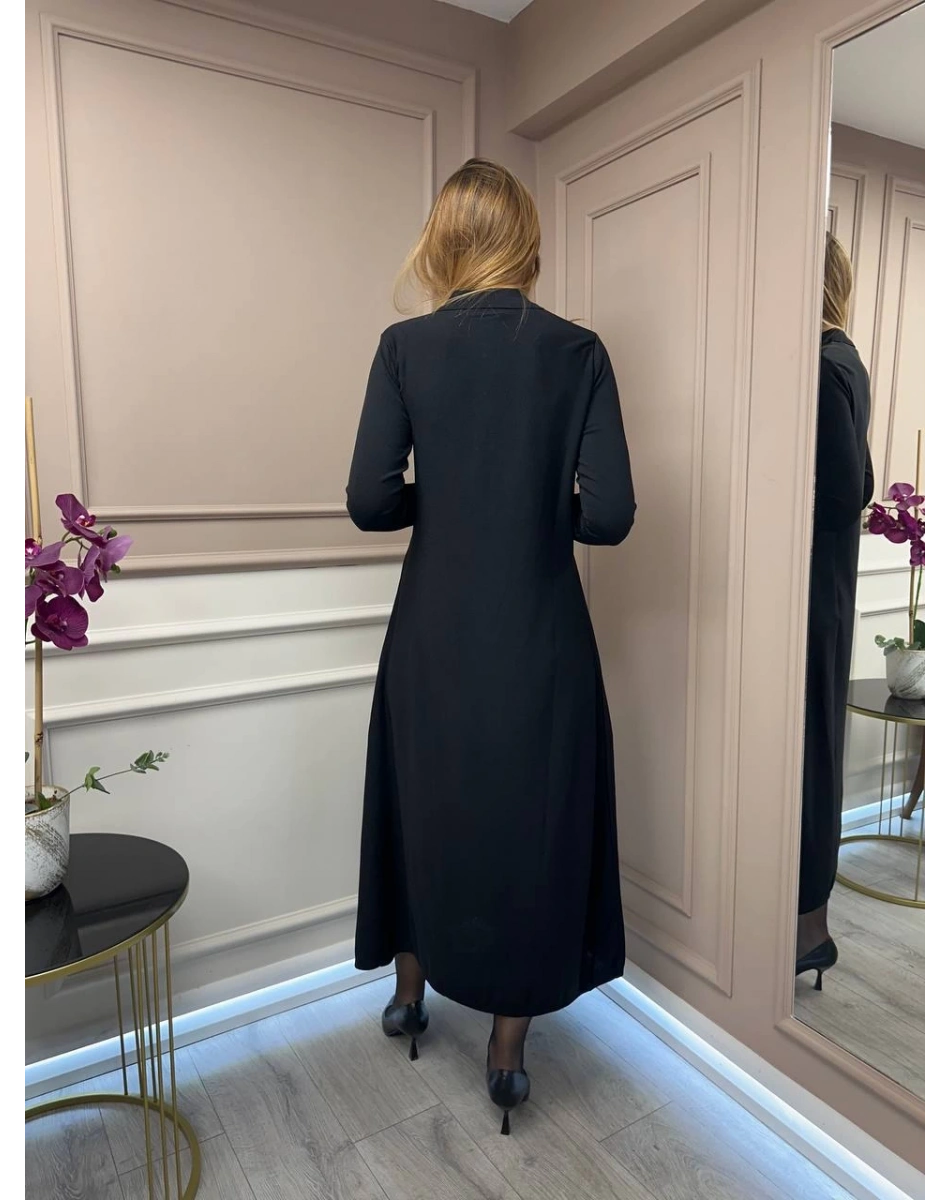 Nuss Triko 25Y1422 Siyah Elbise