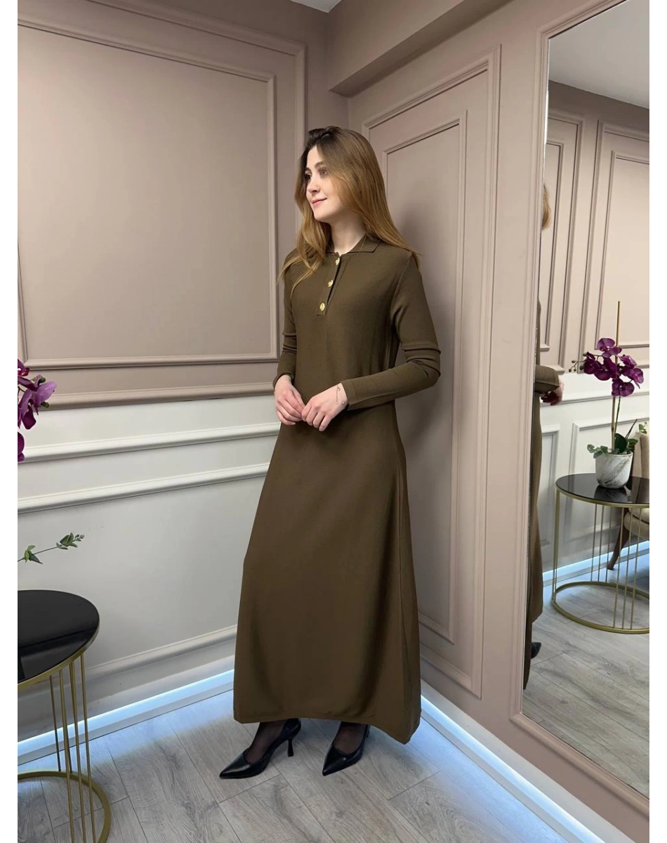 Nuss Triko 25Y1422 Sütlü Kahve Elbise