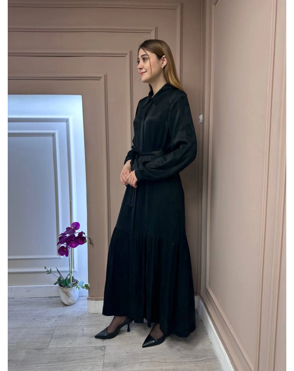 Nuss Triko 25Y2044 Siyah Elbise