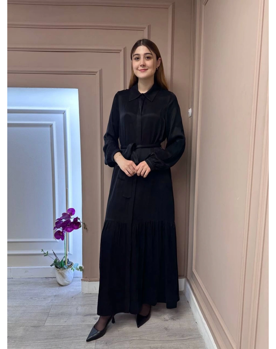 Nuss Triko 25Y2044 Siyah Elbise