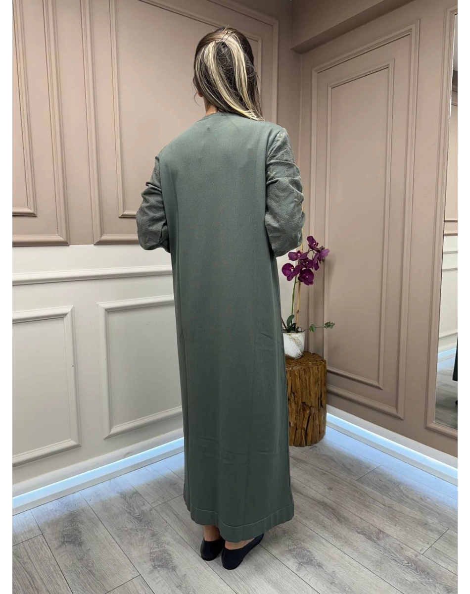 Nuss Triko 25Y2062 Haki Kol Detaylı Triko Elbise