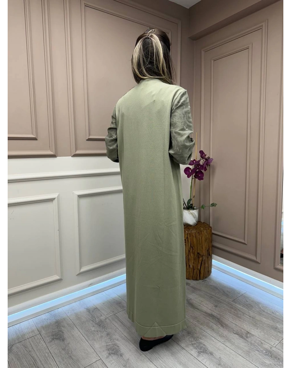 Nuss Triko 25Y2062 Kekik Kol Detaylı Triko Elbise