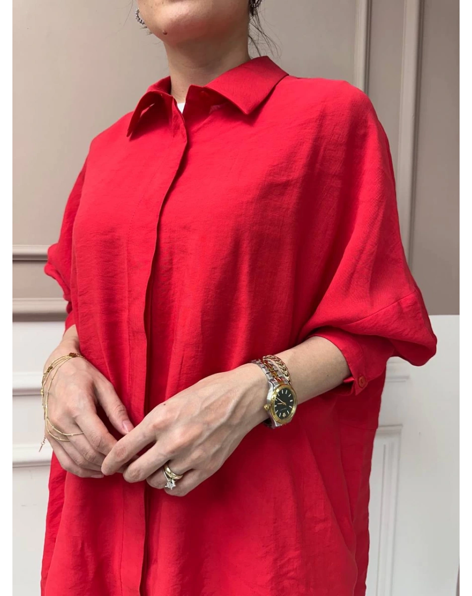 Nuss Triko 25Y3001 Kırmızı Tensel Gömlek