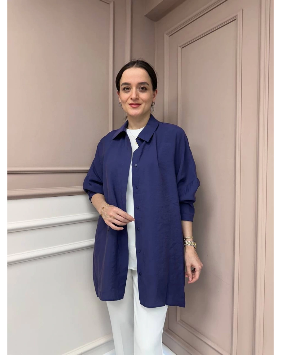 Nuss Triko 25Y3001 Lacivert Tensel Gömlek