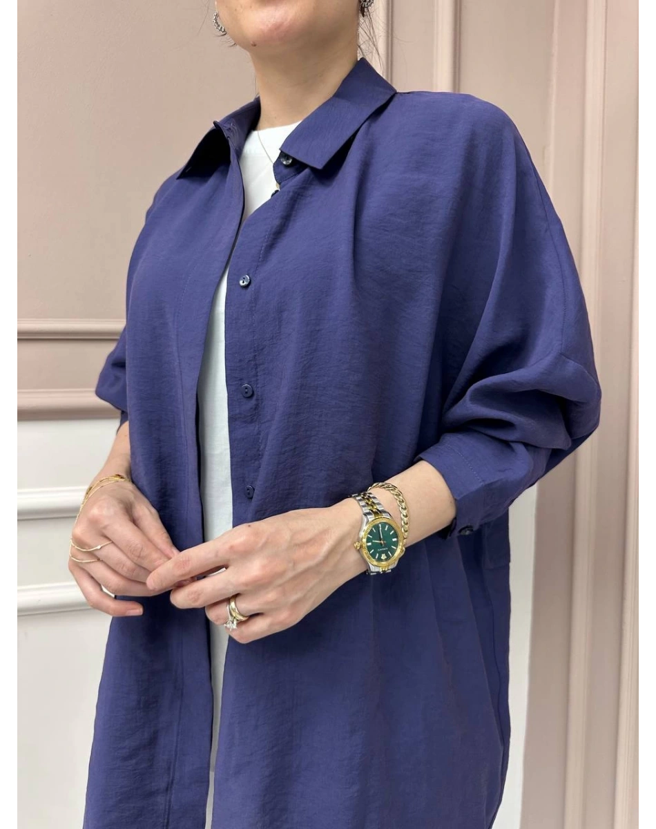 Nuss Triko 25Y3001 Lacivert Tensel Gömlek