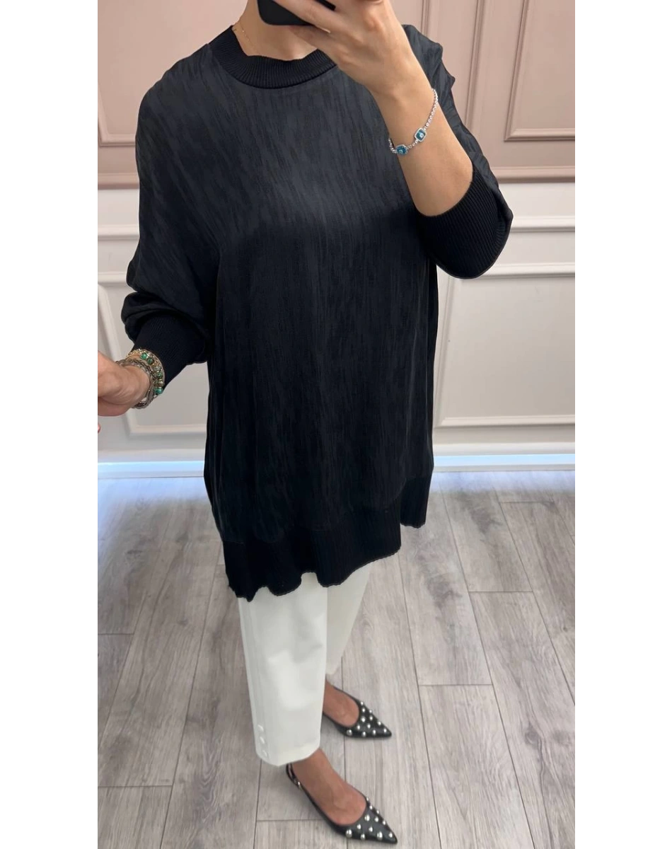 Nuss Triko 25Y3009 Siyah Tunik