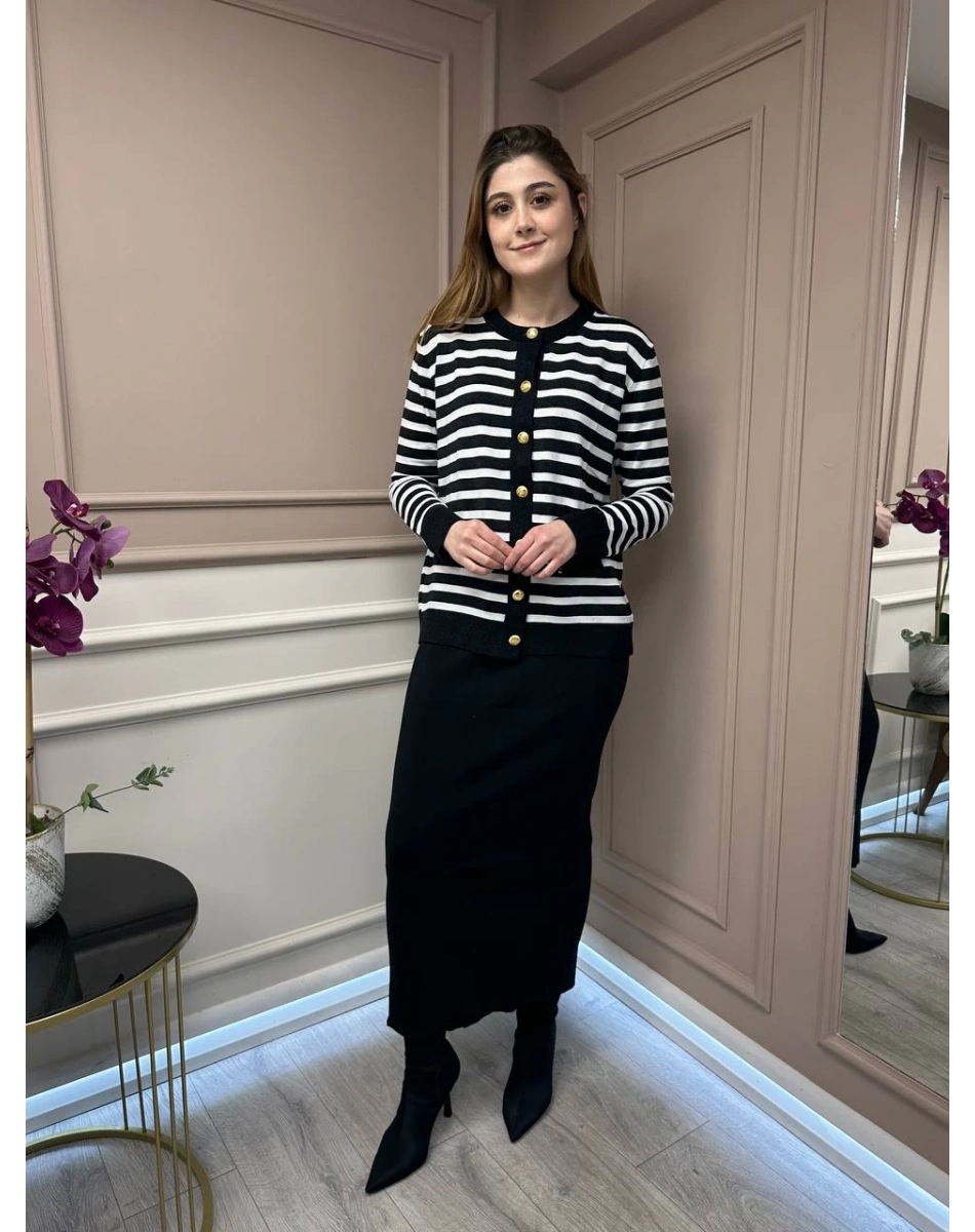 Nuss Triko 25Y306 Siyah Hırka