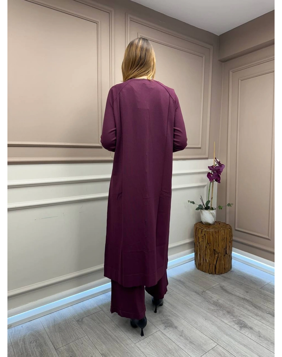 Nuss Triko 25Y512 Bordo Triko Uzun Hırka