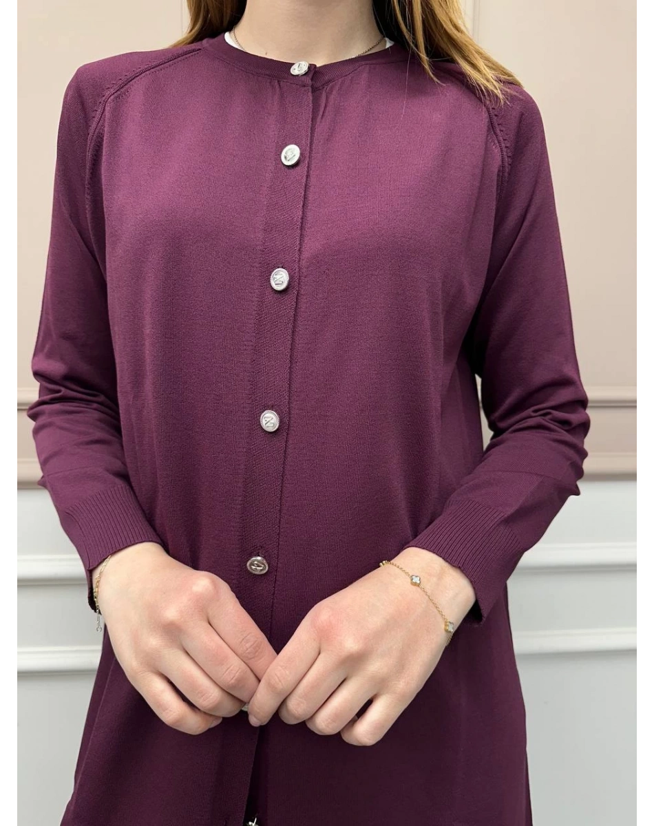 Nuss Triko 25Y512 Bordo Triko Uzun Hırka