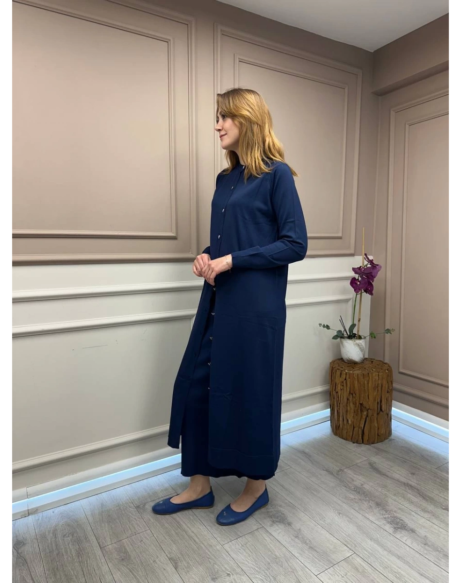 Nuss Triko 25Y512 Lacivert Triko Uzun Hırka