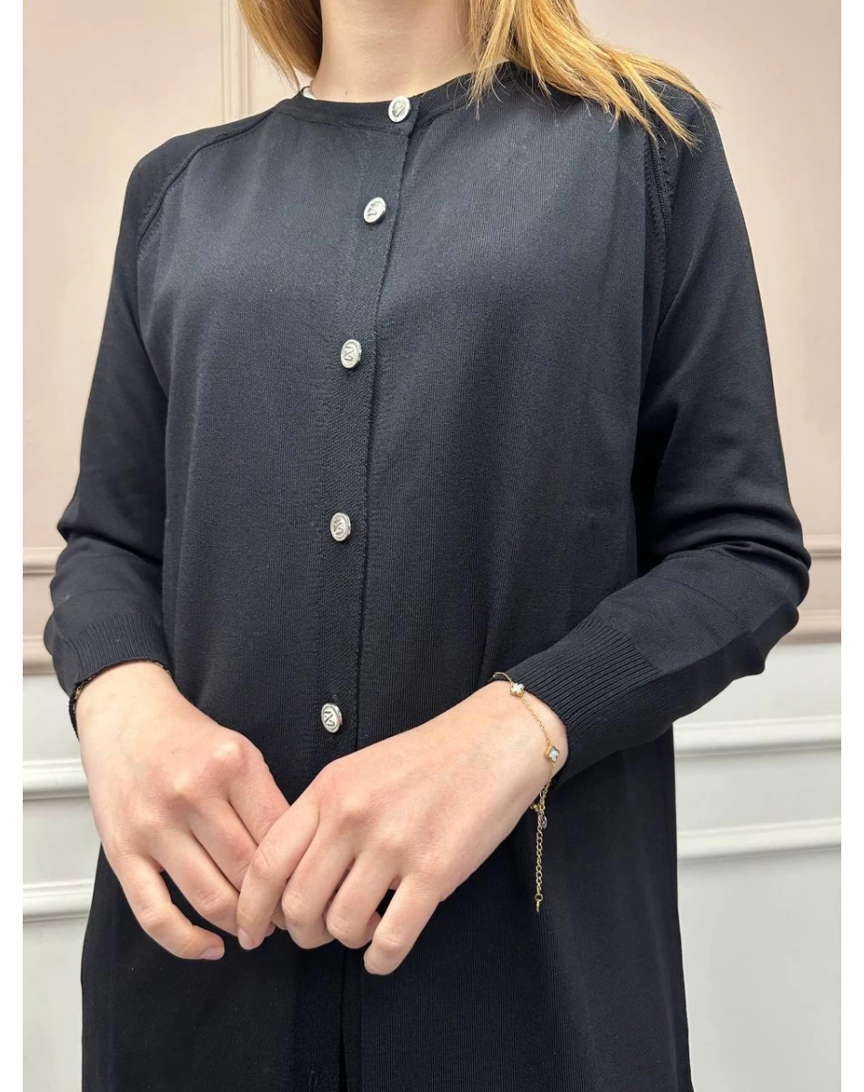 Nuss Triko 25Y512 Siyah Triko Uzun Hırka