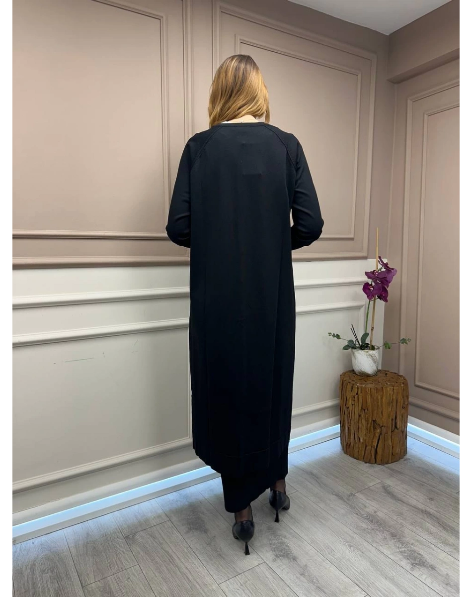 Nuss Triko 25Y512 Siyah Triko Uzun Hırka