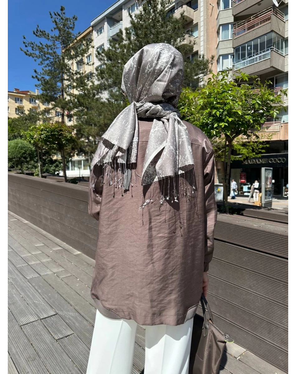 Nuss Triko 25Y6038 Kahve Taş Detaylı Kap