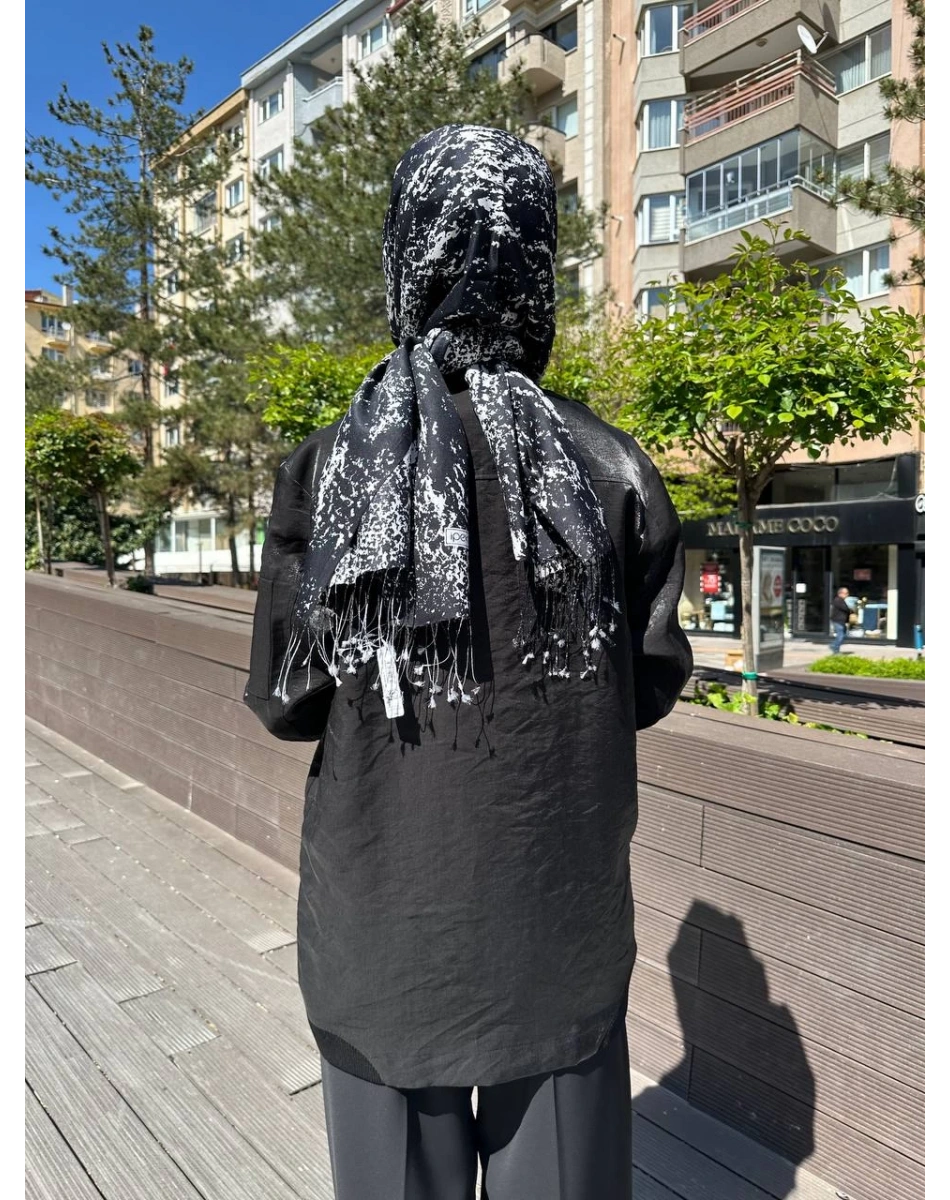 Nuss Triko 25Y6038 Siyah Taş Detaylı Kap