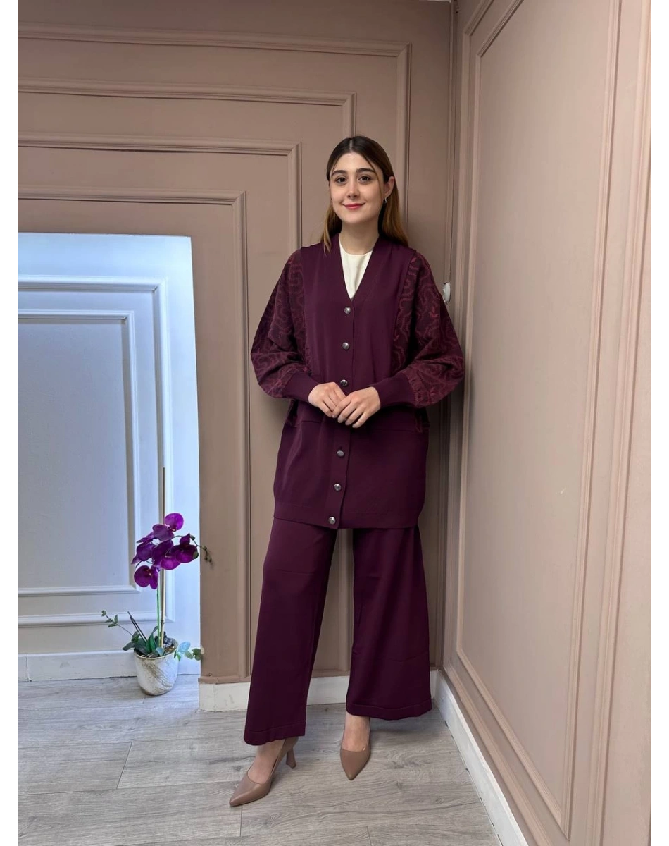 Nuss Triko 25Y6050 Bordo Triko Hırka