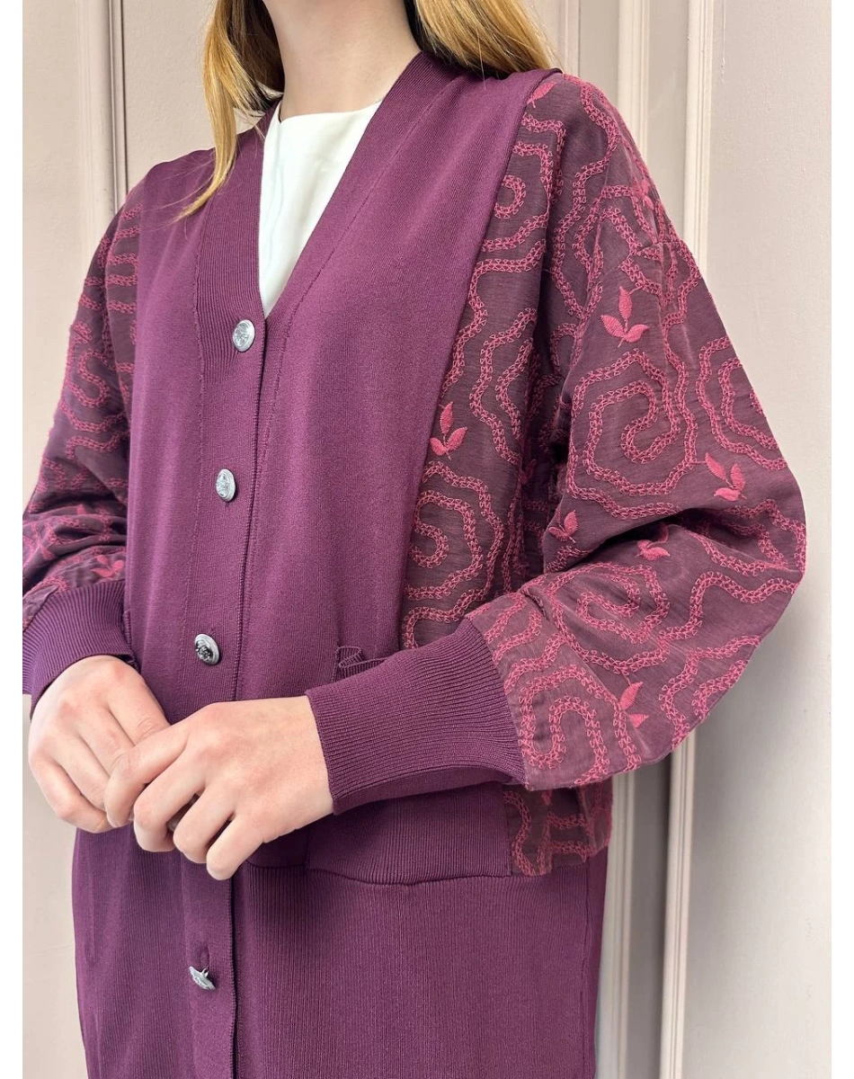 Nuss Triko 25Y6050 Bordo Triko Hırka