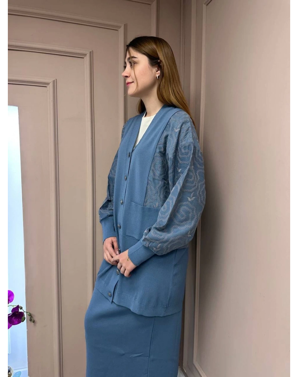 Nuss Triko 25Y6050 Mavi Triko Hırka