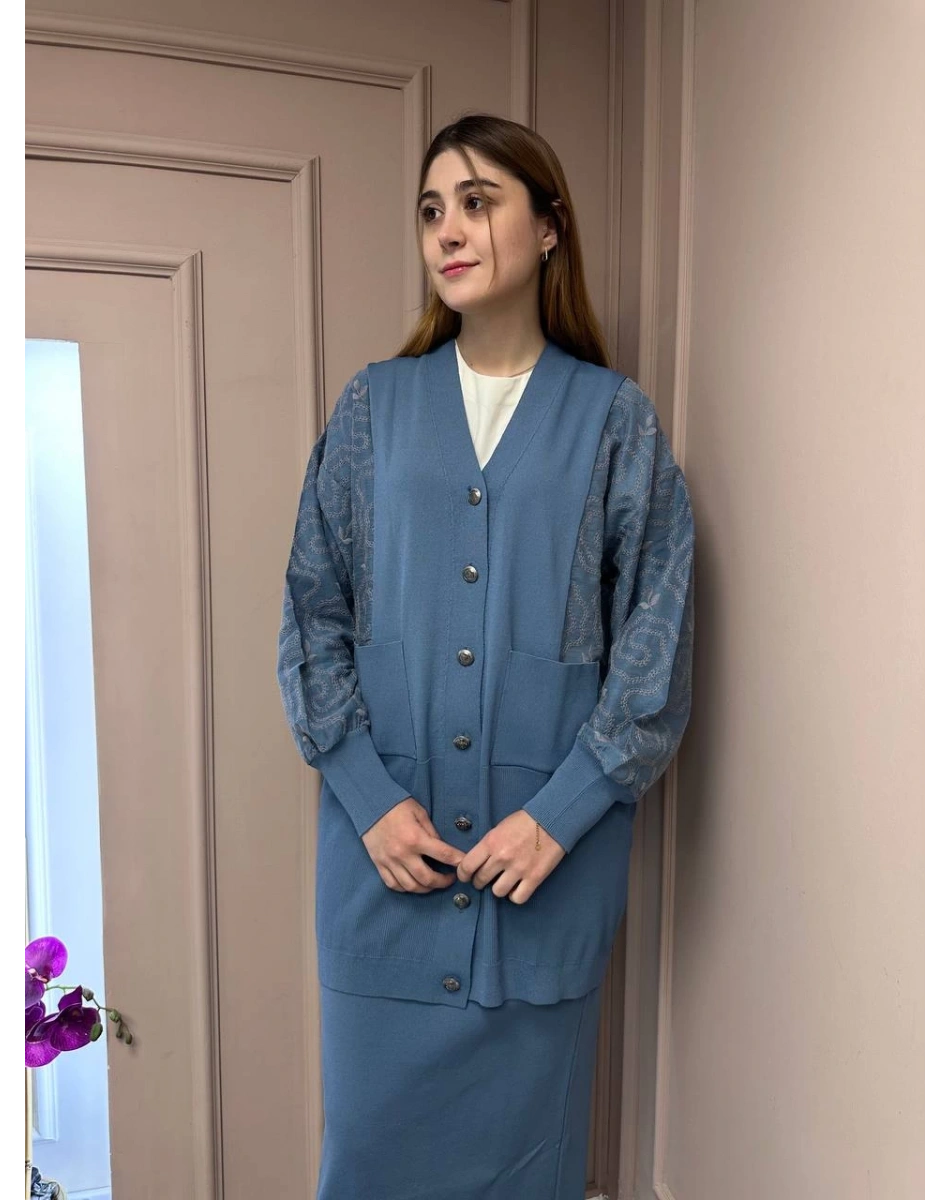 Nuss Triko 25Y6050 Mavi Triko Hırka