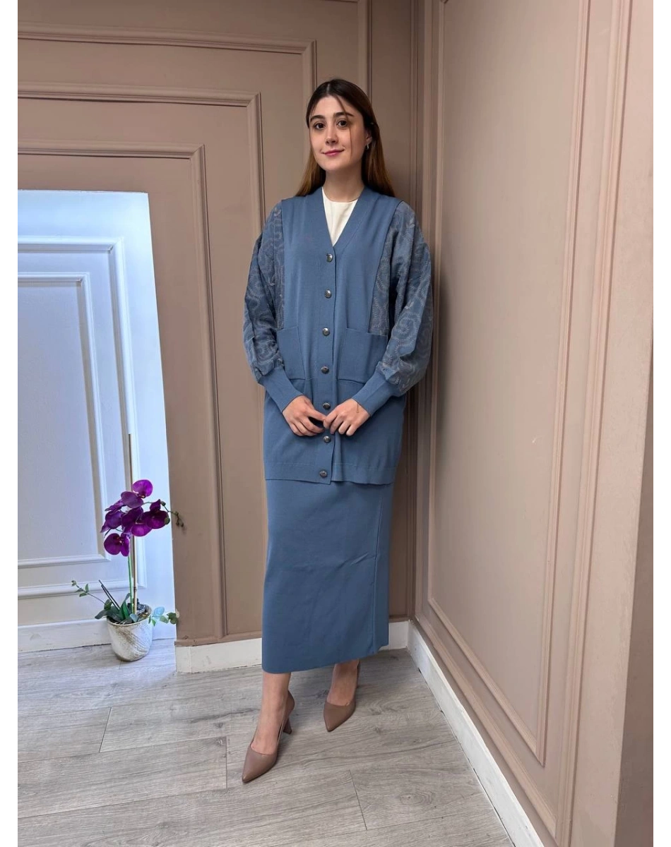 Nuss Triko 25Y6050 Mavi Triko Hırka