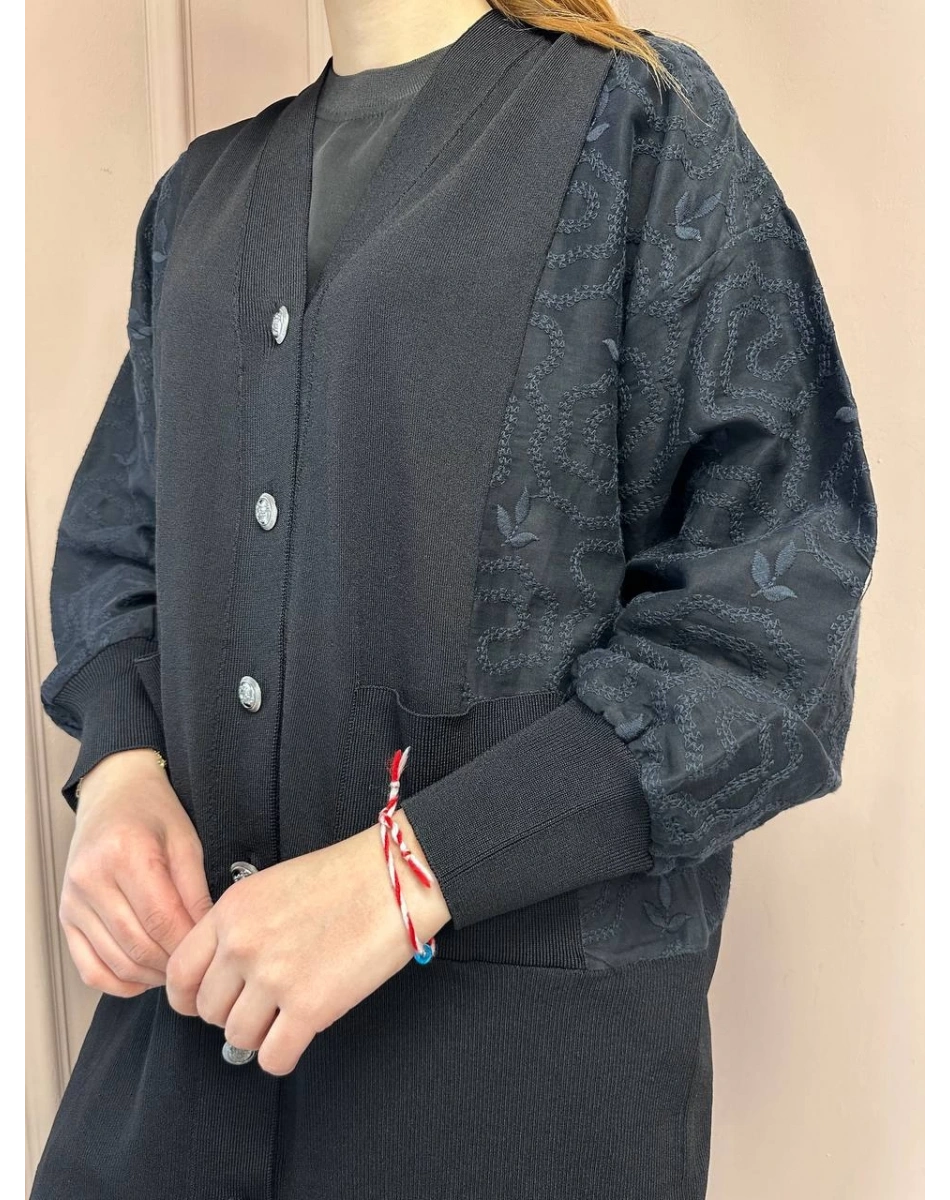 Nuss Triko 25Y6050 Siyah Triko Hırka