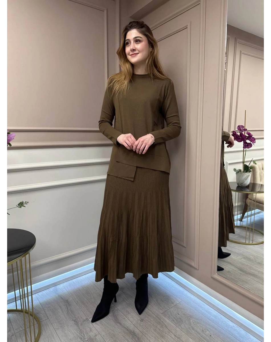 Nuss Triko 25Y703 Sütlü Kahve Triko İkili Takım