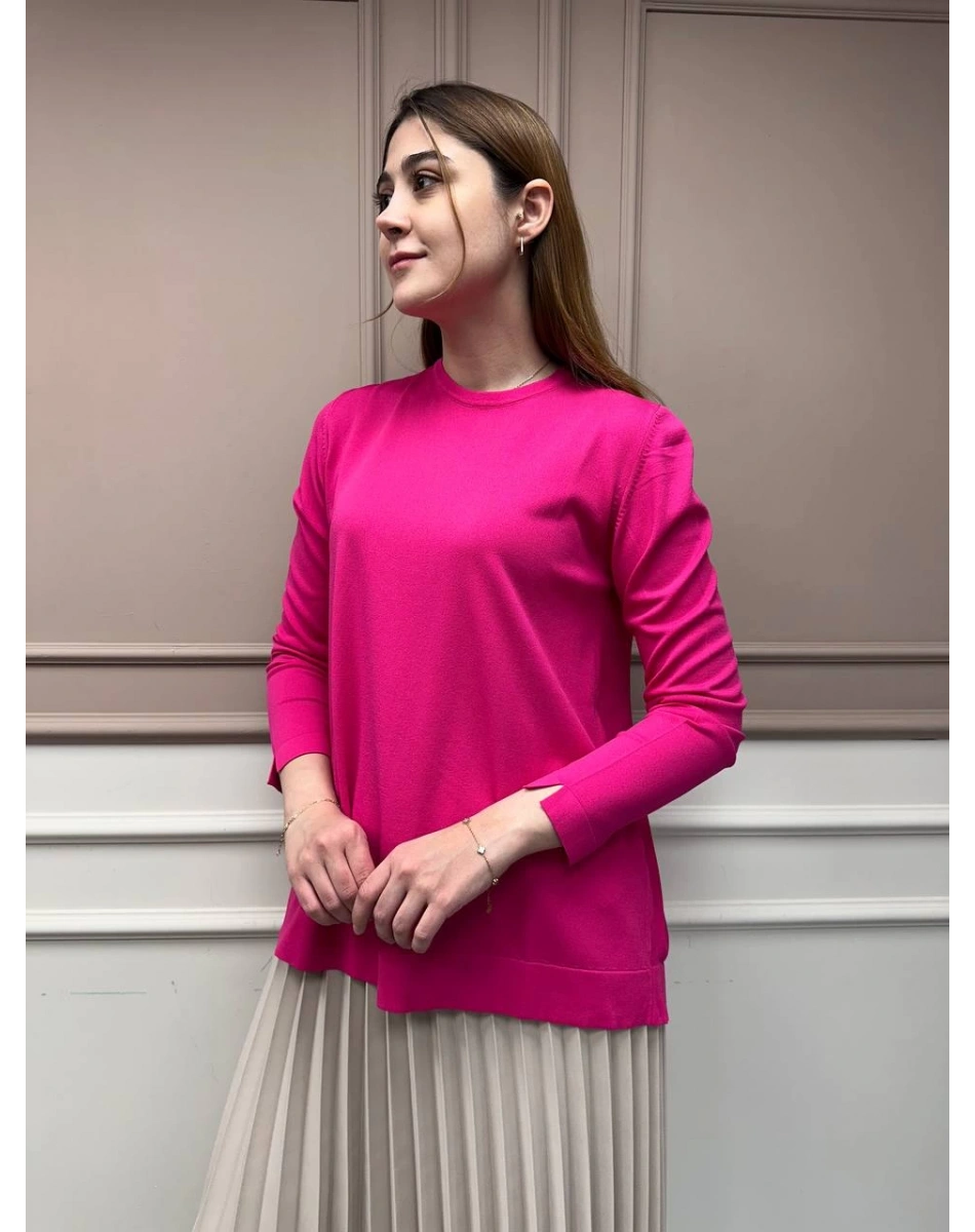 Nuss Triko 25Y902 Fuşya Önü Kısa Arkası Uzun Tunik