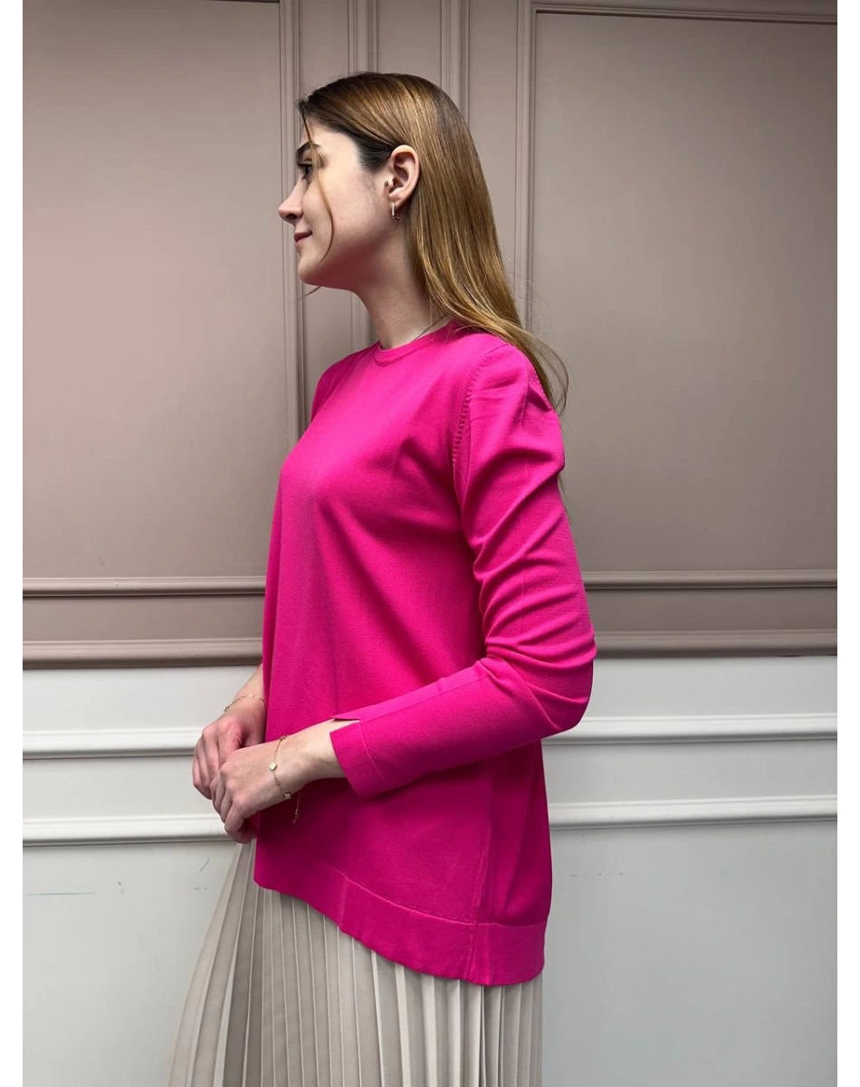 Nuss Triko 25Y902 Fuşya Önü Kısa Arkası Uzun Tunik