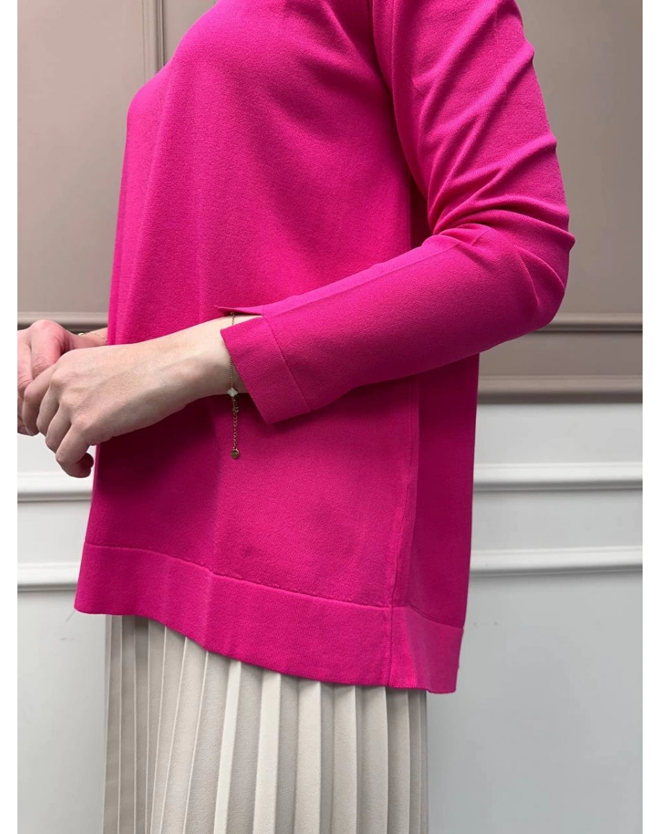 Nuss Triko 25Y902 Fuşya Önü Kısa Arkası Uzun Tunik